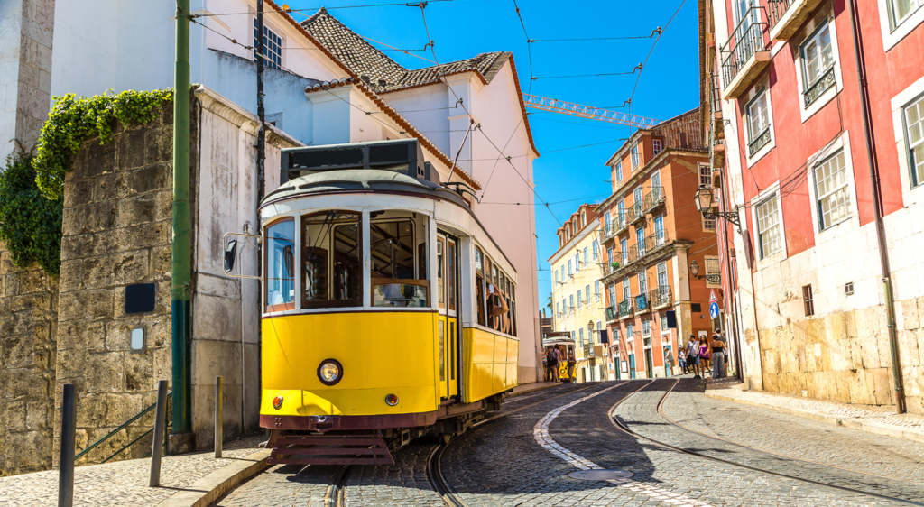 Learn Portuguese in Portugal - Lisbon, a streetcar line 28 in the Graça neighborhood