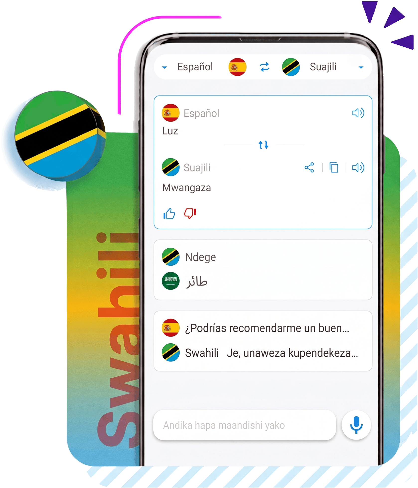 Traductor app Suajili
